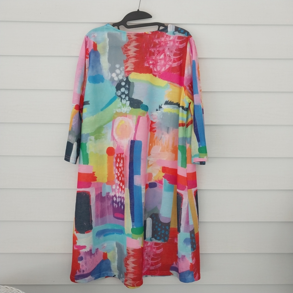 Shana Dress XL Abstract Artsy Boho Spring - Picture 2 of 3